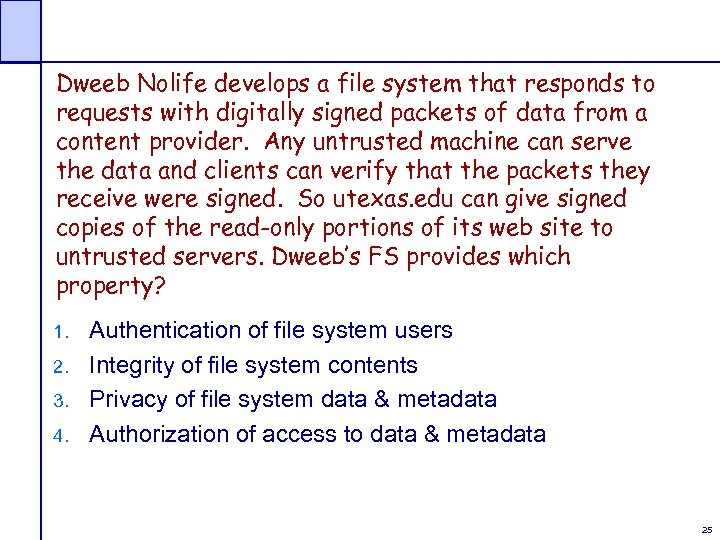 Dweeb Nolife develops a file system that responds to requests with digitally signed packets