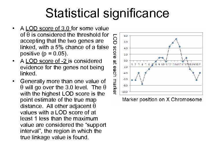 Statistical significance • A LOD score of 3. 0 for some value of θ