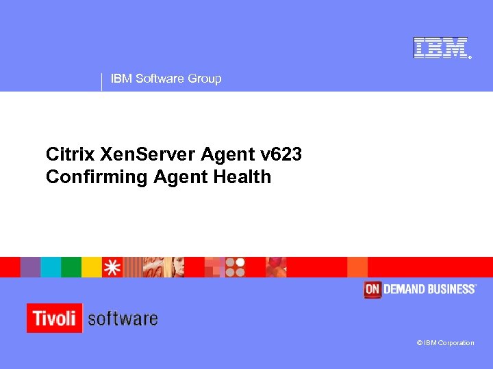 ® IBM Software Group Citrix Xen. Server Agent v 623 Confirming Agent Health ©