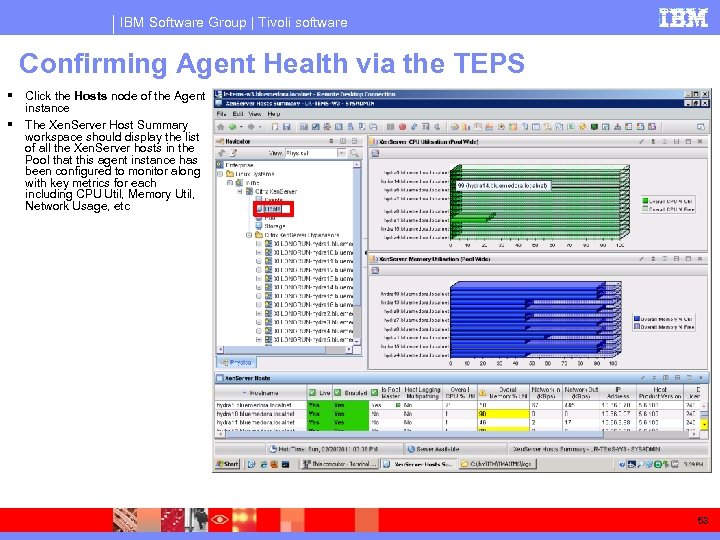 IBM Software Group | Tivoli software Confirming Agent Health via the TEPS Click the