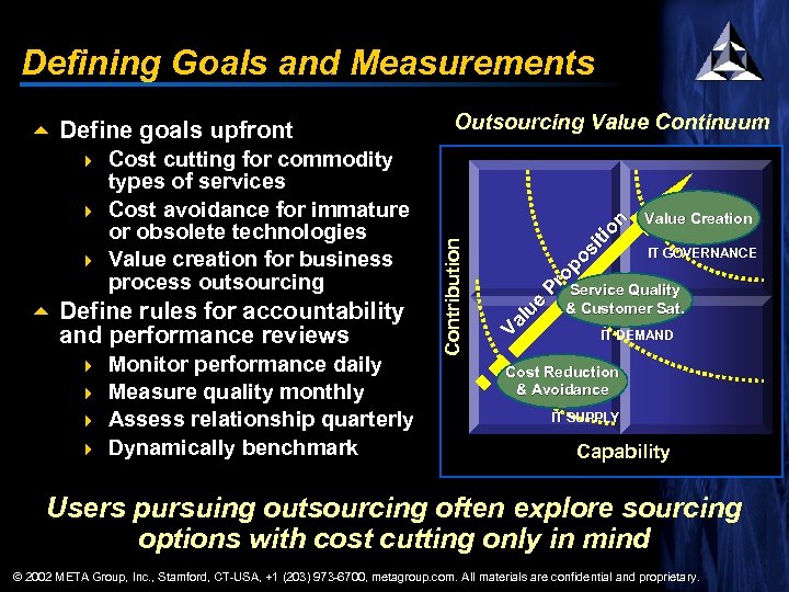 Defining Goals and Measurements 5 Define goals upfront Cost cutting for commodity types of