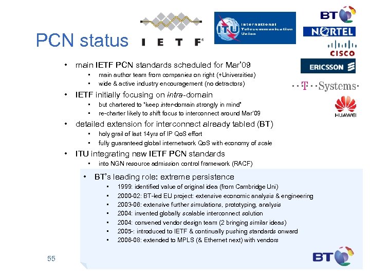 PCN status • main IETF PCN standards scheduled for Mar’ 09 • • •