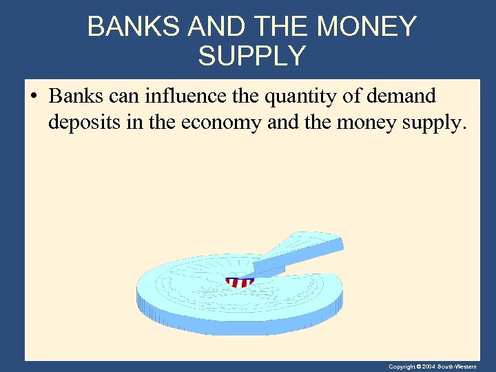 BANKS AND THE MONEY SUPPLY • Banks can influence the quantity of demand deposits