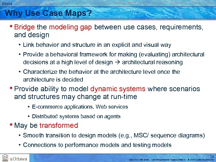 Basics Transformations UC GRL RM Traversal Performance Testing BPM AOM Reverse E. Tool MM