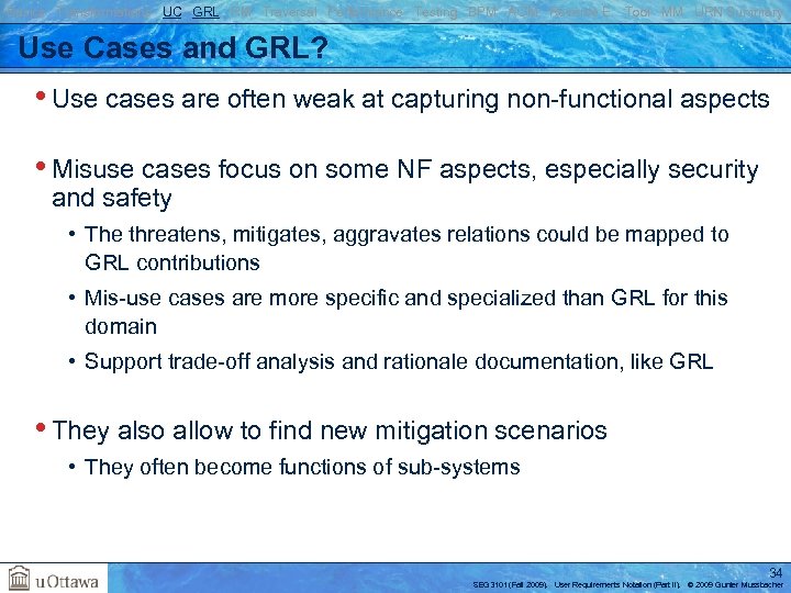 Basics Transformations UC GRL RM Traversal Performance Testing BPM AOM Reverse E. Tool MM