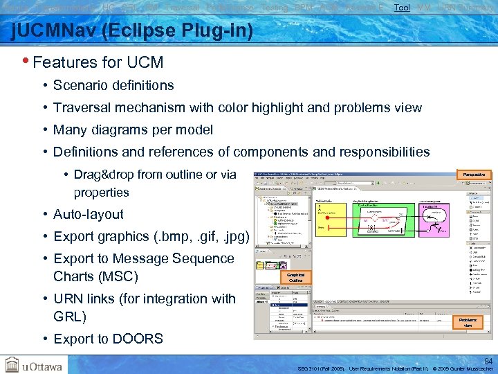 Basics Transformations UC GRL RM Traversal Performance Testing BPM AOM Reverse E. Tool MM