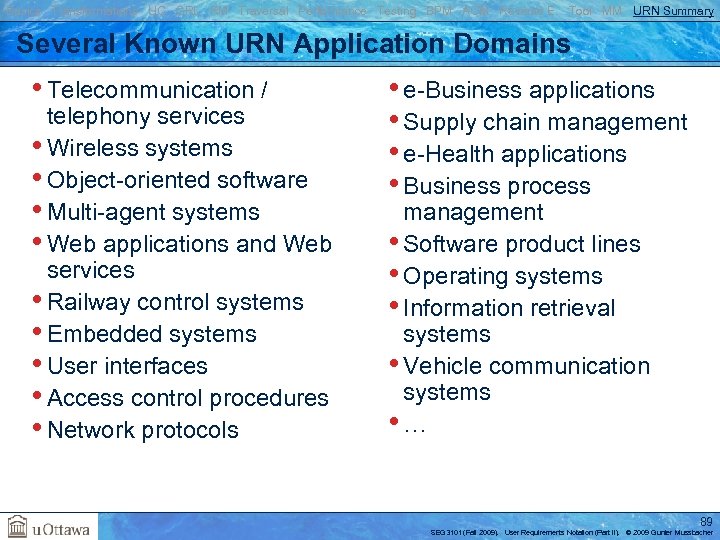 Basics Transformations UC GRL RM Traversal Performance Testing BPM AOM Reverse E. Tool MM