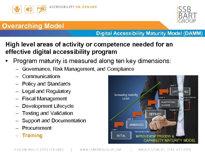 Overarching Model Digital Accessibility Maturity Model (DAMM) High level areas of activity or competence