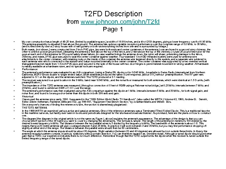 T 2 FD Description from www. johncon. com/john/T 2 fd Page 1 • •
