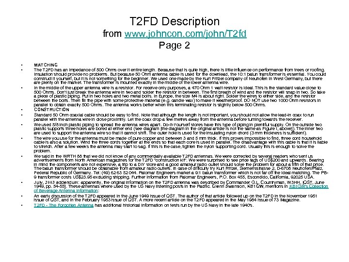 T 2 FD Description from www. johncon. com/john/T 2 fd Page 2 • •