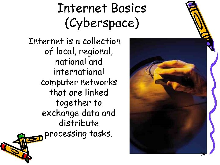 Internet Basics (Cyberspace) Internet is a collection of local, regional, national and international computer