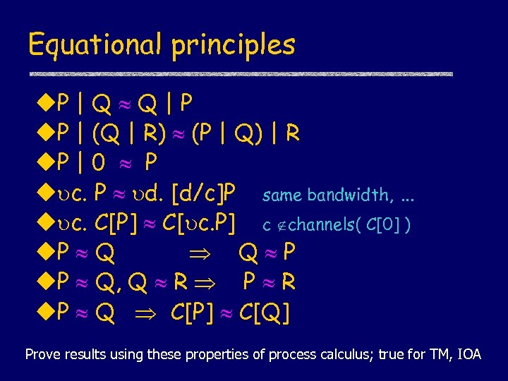 Equational principles u. P | Q Q | P u. P | (Q |