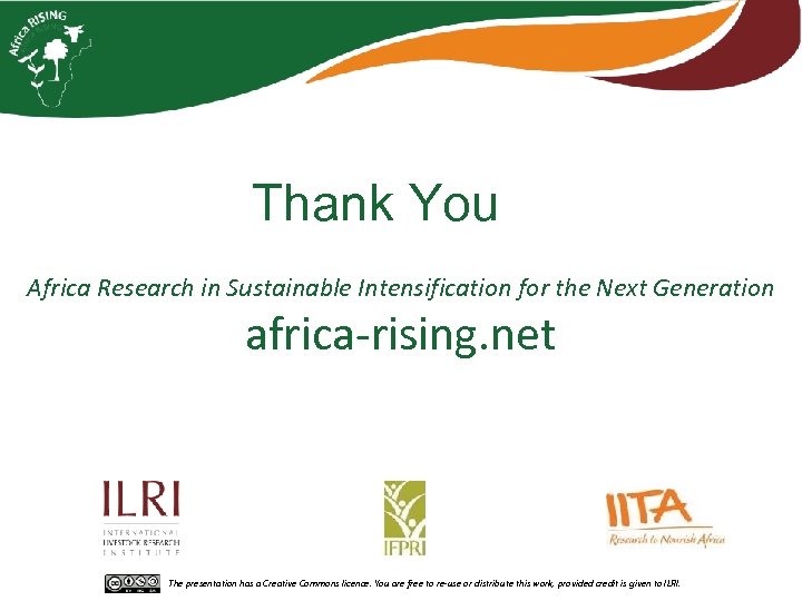 Thank You Africa Research in Sustainable Intensification for the Next Generation africa-rising. net The