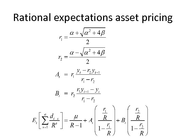 Rational expectations asset pricing 