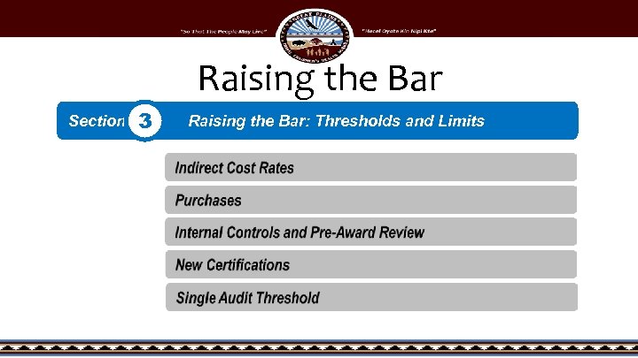 Raising the Bar Section 3 Raising the Bar: Thresholds and Limits 