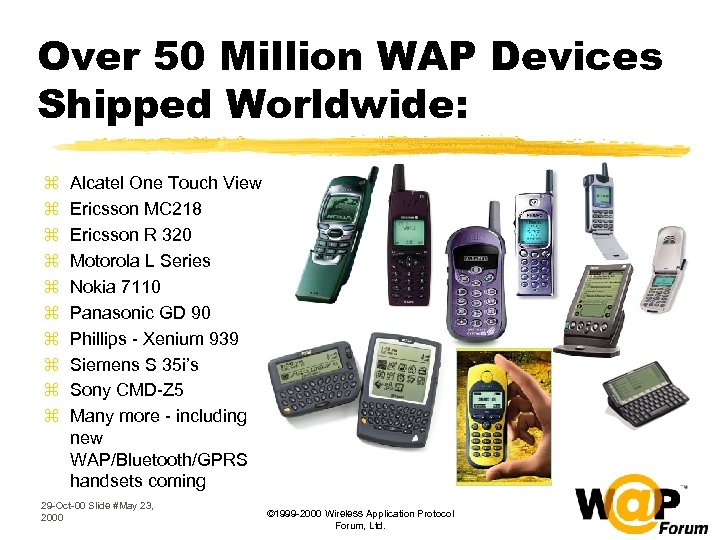 Over 50 Million WAP Devices Shipped Worldwide: z z z z z Alcatel One