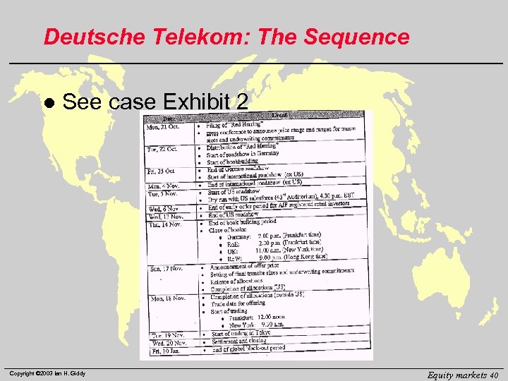 Deutsche Telekom: The Sequence l See case Exhibit 2 Copyright © 2003 Ian H.