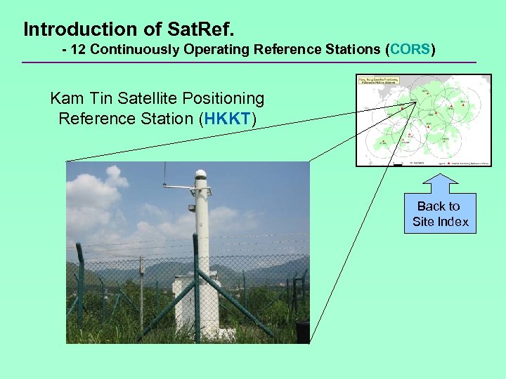 Introduction of Sat. Ref. - 12 Continuously Operating Reference Stations (CORS) Kam Tin Satellite