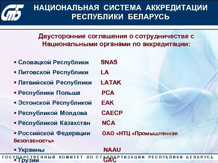 НАЦИОНАЛЬНАЯ СИСТЕМА АККРЕДИТАЦИИ Конкурс «Лучший менеджер по качеству» 2010 года РЕСПУБЛИКИ БЕЛАРУСЬ Двусторонние соглашения