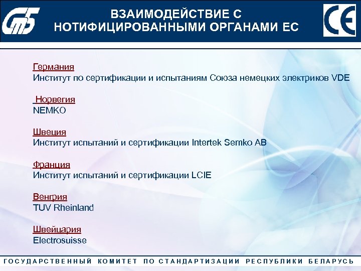 ВЗАИМОДЕЙСТВИЕ С Конкурс «Лучший менеджер по качеству» 2010 года НОТИФИЦИРОВАННЫМИ ОРГАНАМИ ЕС Германия Институт