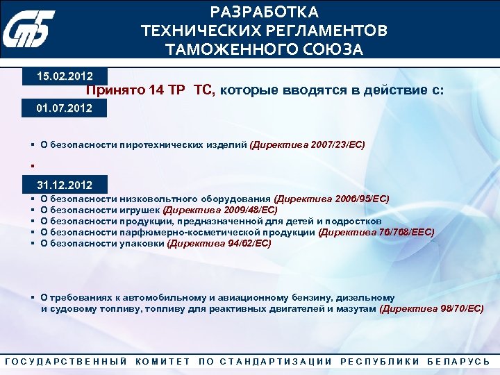 РАЗРАБОТКА ТЕХНИЧЕСКИХ РЕГЛАМЕНТОВ ТАМОЖЕННОГО СОЮЗА Конкурс «Лучший менеджер по качеству» 2010 года 15. 02.