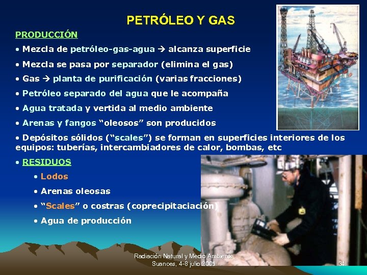 PETRÓLEO Y GAS PRODUCCIÓN • Mezcla de petróleo-gas-agua alcanza superficie • Mezcla se pasa