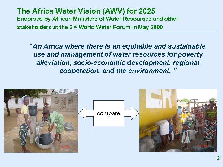 The Africa Water Vision (AWV) for 2025 Endorsed by African Ministers of Water Resources