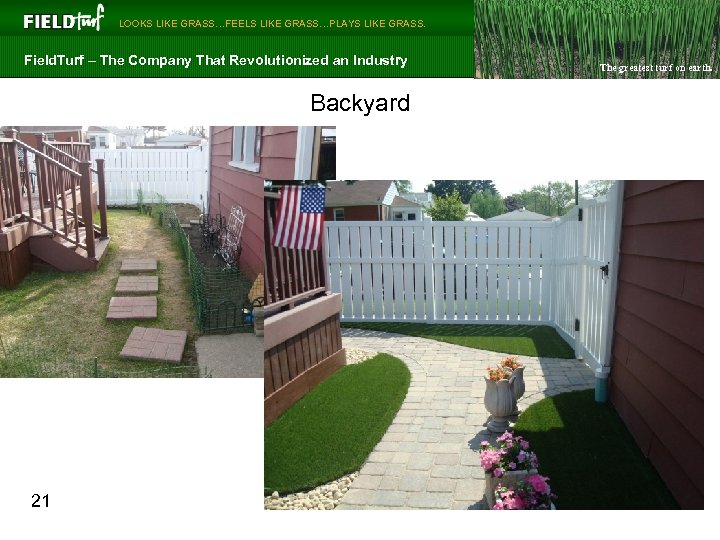  LOOKS LIKE GRASS…FEELS LIKE GRASS…PLAYS LIKE GRASS. Field. Turf – The Company That