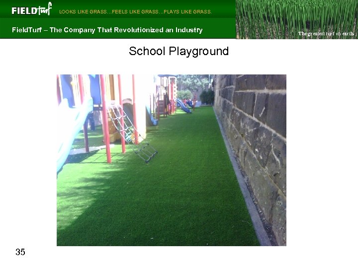  LOOKS LIKE GRASS…FEELS LIKE GRASS…PLAYS LIKE GRASS. Field. Turf – The Company That