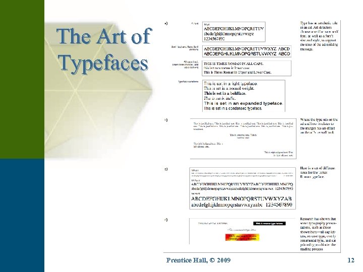 The Art of Typefaces Prentice Hall, © 2009 12 
