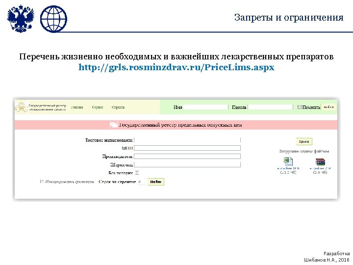 Запреты и ограничения Перечень жизненно необходимых и важнейших лекарственных препаратов http: //grls. rosminzdrav. ru/Price.