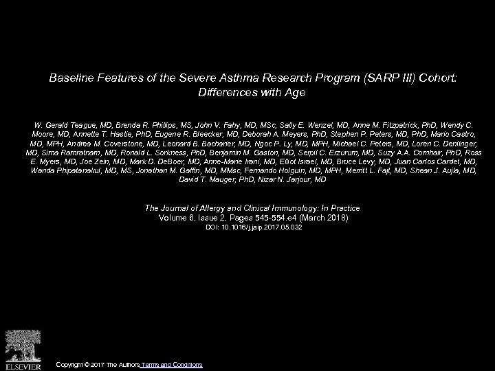 Baseline Features of the Severe Asthma Research Program (SARP III) Cohort: Differences with Age