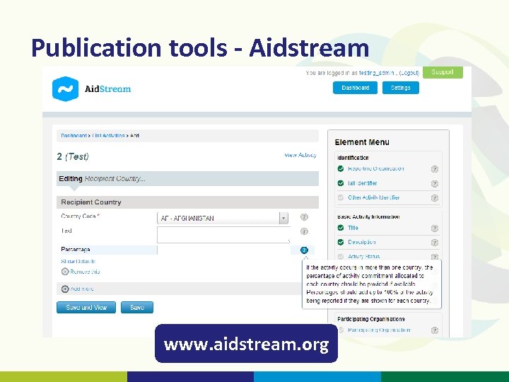 Publication tools - Aidstream www. aidstream. org 