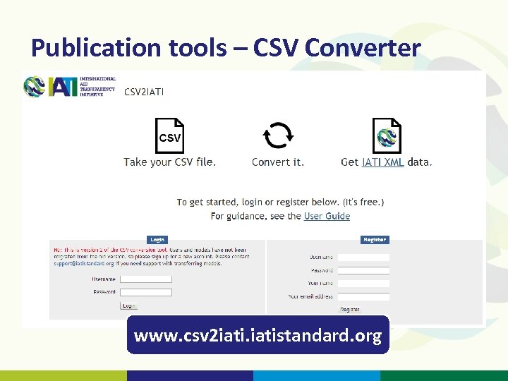 Publication tools – CSV Converter www. csv 2 iatistandard. org 