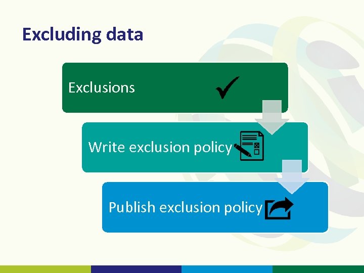 Excluding data Exclusions Write exclusion policy Publish exclusion policy 