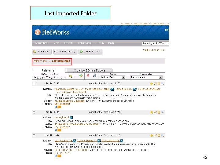 Last Imported Folder 46 