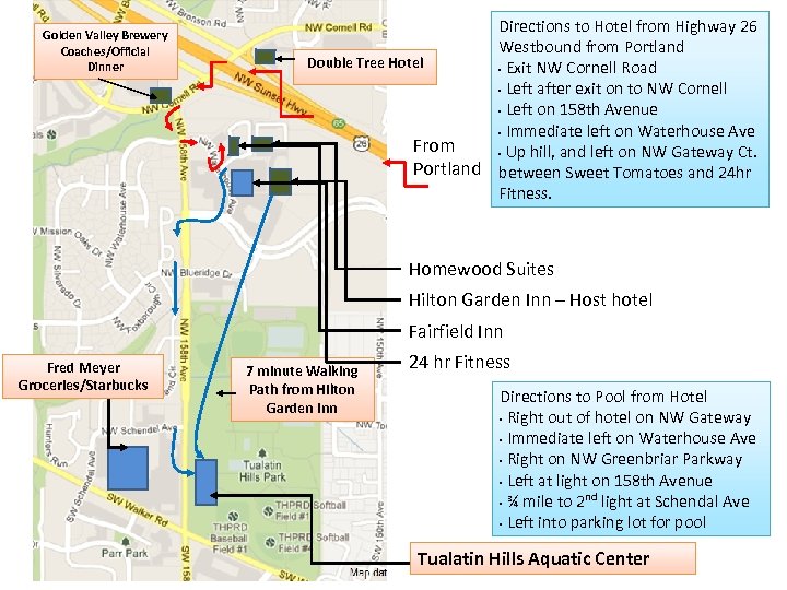 Golden Valley Brewery Coaches/Official Dinner Directions to Hotel from Highway 26 Westbound from Portland