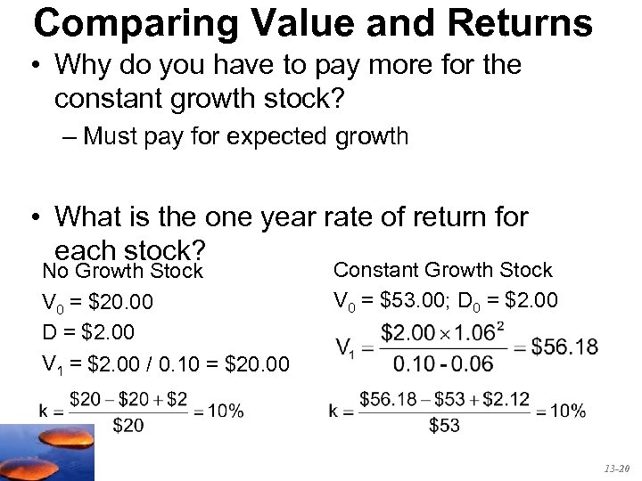 Comparing Value and Returns • Why do you have to pay more for the