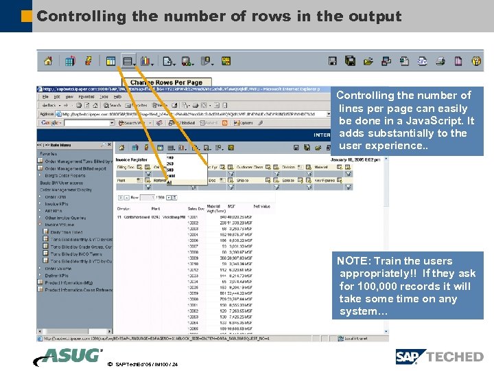 Controlling the number of rows in the output Controlling the number of lines per