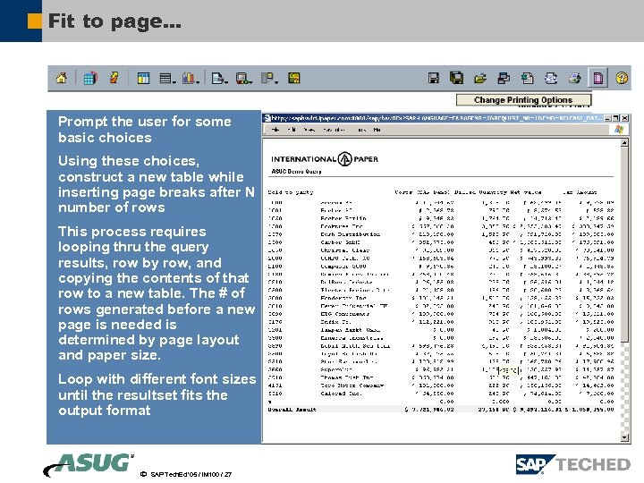 Fit to page. . . Prompt the user for some basic choices Using these