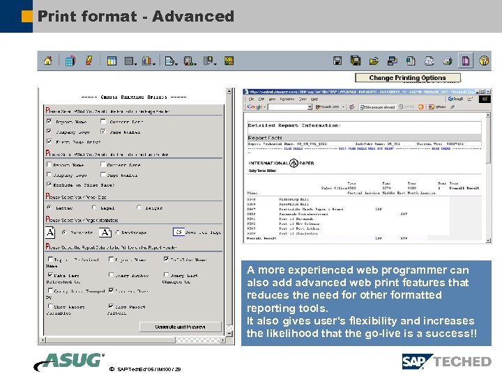 Print format - Advanced A more experienced web programmer can also add advanced web