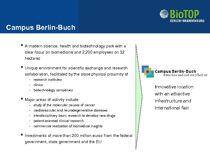 Campus Berlin-Buch § A modern science, health and biotechnology park with a clear focus