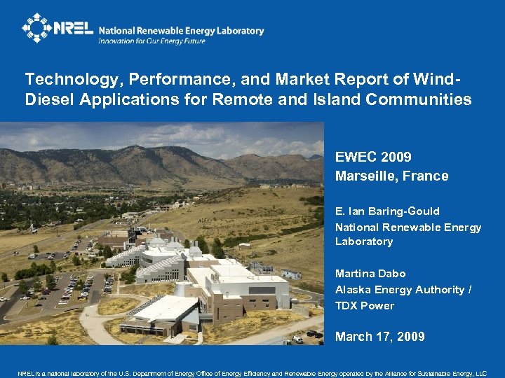 Technology, Performance, and Market Report of Wind. Diesel Applications for Remote and Island Communities