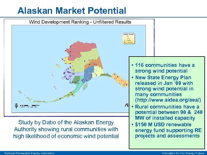 Alaskan Market Potential Study by Dabo of the Alaskan Energy Authority showing rural communities