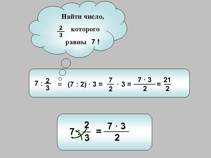 Найти число, 2 3 7 : 2 3 которого равны 7 ! 7 ·