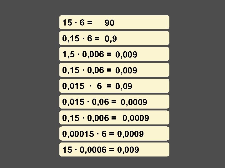 15 · 6 = 90 0, 15 · 6 = 0, 9 1, 5