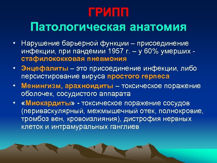 Грипп патологическая анатомия презентация