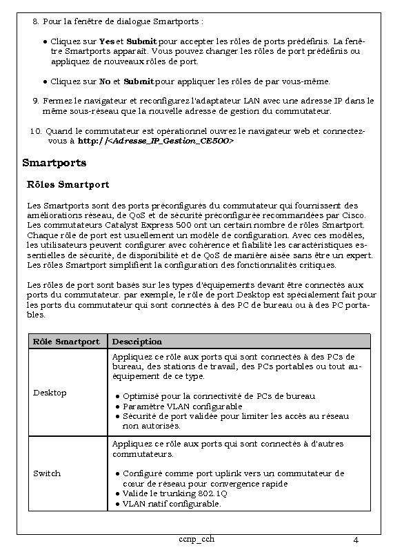 8. Pour la fenêtre de dialogue Smartports : ● Cliquez sur Yes et Submit
