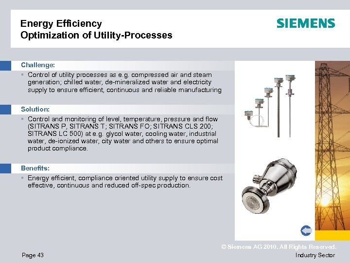 Energy Efficiency Optimization of Utility-Processes Challenge: § Control of utility processes as e. g.