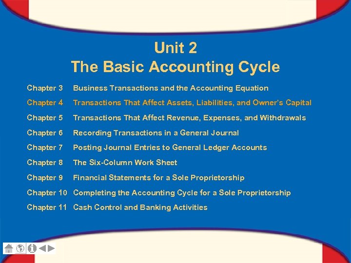 Unit 2 The Basic Accounting Cycle Chapter 3 Business Transactions and the Accounting Equation
